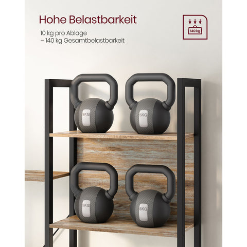 Rootz Bookshelf with Blue Grain-Black Oak Finish - Chipboard Steel - Large Storage Unit - Sturdy Construction - Easy Assembly - 24cm x 158cm x 166cm