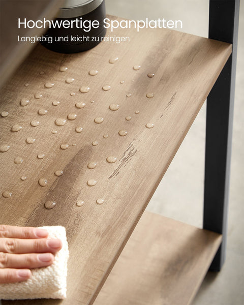 Rootz Bookshelf - Storage Rack - Chipboard Steel - Large Capacity - Easy Assembly - Camel Brown Ink Black - 24cm x 158cm x 166cm
