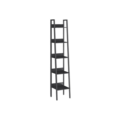 Rootz Black Wood Look Book Shelf - Chipboard Steel - Tall Bookcase - Sturdy Storage - Modern Design - 30cm x 33.8cm x 170cm