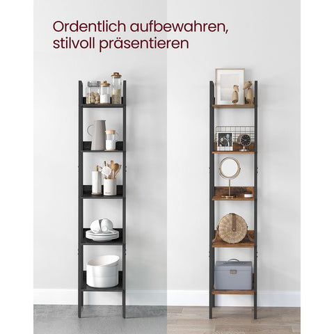 Rootz Black Wood Look Book Shelf - Chipboard Steel - Tall Bookcase - Sturdy Storage - Modern Design - 30cm x 33.8cm x 170cm