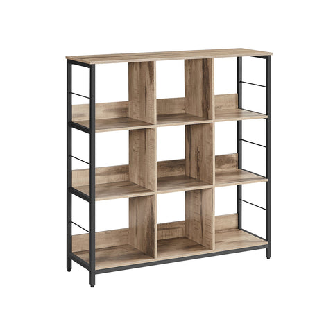 Rootz Multi-Purpose Stand Shelf - Chipboard Steel Storage Rack - Organizer - Heavy Duty - Camel Brown Ink Black - 30cm x 100cm x 103.1cm