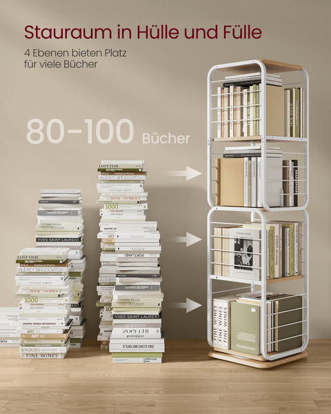Rootz Bookshelf - Storage Rack - Chipboard Steel - Natural Beige Cloud White - 60kg Load Capacity - 43cm x 43cm x 158cm
