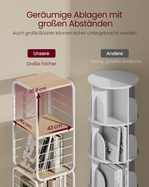Rootz Bookshelf - Storage Rack - Chipboard Steel - Natural Beige Cloud White - 60kg Load Capacity - 43cm x 43cm x 158cm