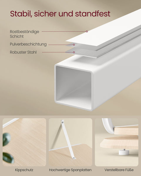 Rootz Bookshelf - Storage Rack - Chipboard Steel - Natural Beige Cloud White - 60kg Load Capacity - 43cm x 43cm x 158cm