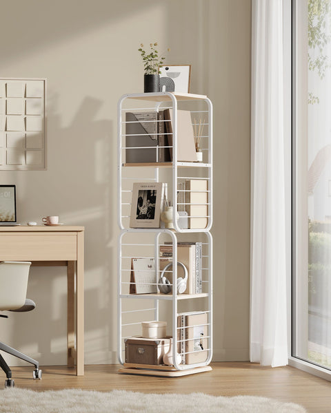 Rootz Bookshelf - Storage Rack - Chipboard Steel - Natural Beige Cloud White - 60kg Load Capacity - 43cm x 43cm x 158cm
