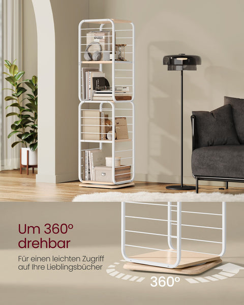 Rootz Bookshelf - Storage Rack - Chipboard Steel - Natural Beige Cloud White - 60kg Load Capacity - 43cm x 43cm x 158cm