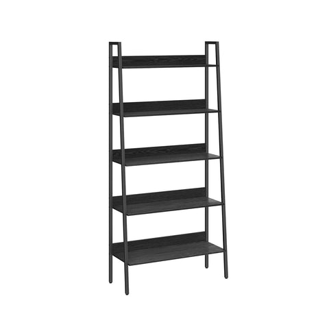 Rootz Bookshelf - Ebony Black-Ink Black - Chipboard Steel - Large Storage - Sturdy Construction - Easy Assembly - 30cm x 80cm x 170cm