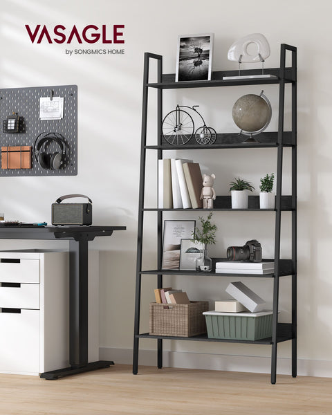 Rootz Bookshelf - Ebony Black-Ink Black - Chipboard Steel - Large Storage - Sturdy Construction - Easy Assembly - 30cm x 80cm x 170cm
