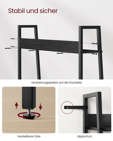 Rootz Bookshelf - Ebony Black-Ink Black - Chipboard Steel - Large Storage - Sturdy Construction - Easy Assembly - 30cm x 80cm x 170cm