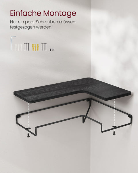 Rootz 2 Pack Wall Shelf Set - Floating Shelves - Chipboard Steel - Black - 40cm x 29cm x 14cm - Lightweight - Easy Assembly - Sturdy Construction