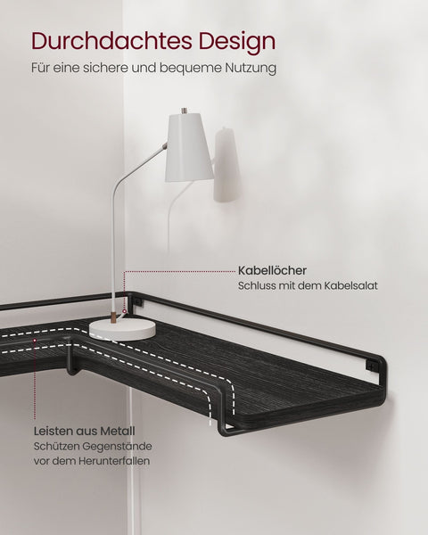 Rootz L-Shaped Corner Shelf - Industrial Design - Wall Shelf - Space-Saving Storage - 40cm x 29cm x 14cm