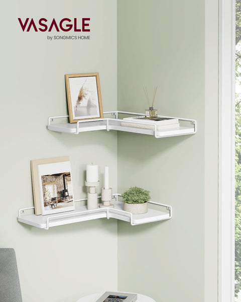 Rootz Wall Shelf Set - Floating Shelves - Chipboard Steel - Cloud White - 40cm x 29cm x 14cm - Lightweight - Easy to Install - Sturdy Construction