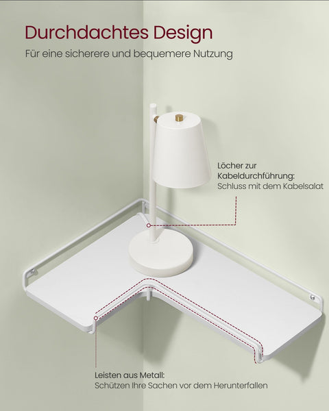 Rootz Wall Shelf Set - Floating Shelves - Chipboard Steel - Cloud White - 40cm x 29cm x 14cm - Lightweight - Easy to Install - Sturdy Construction