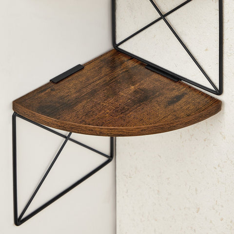 Rootz 5-Tier Corner Shelf - Wall Mounted Unit - Space-Saving Organizer - Durable Chipboard & Steel - 20cm x 20cm x 127.5cm