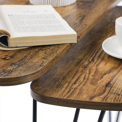Rootz 2er Set Couchtische - Beistelltische - Side Tables - Space-Saving Design - 60 x 38 x 47.5 cm & 52 x 31.5 x 42.5 cm
