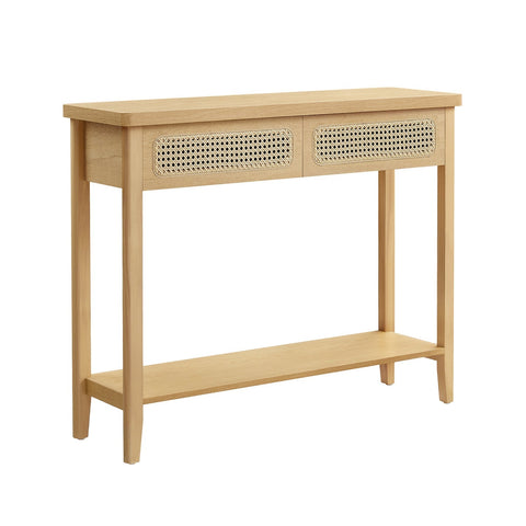 Rootz Console Table with 2 Drawers - Boho Style - Brown -Console - Max Load 100kg - MDF & Chipboard - 30cm x 80cm x 100cm