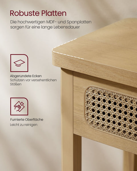 Rootz Console Table with 2 Drawers - Boho Style - Brown -Console - Max Load 100kg - MDF & Chipboard - 30cm x 80cm x 100cm