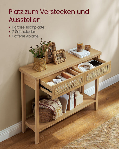 Rootz Console Table with 2 Drawers - Boho Style - Brown -Console - Max Load 100kg - MDF & Chipboard - 30cm x 80cm x 100cm