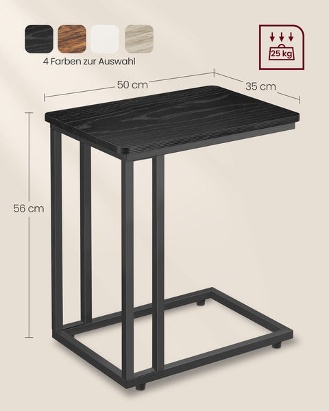 Rootz Ebony Black Side Table - End Table - Nightstand - Chipboard Steel Construction - Adjustable Feet - 35cm x 50cm x 56cm
