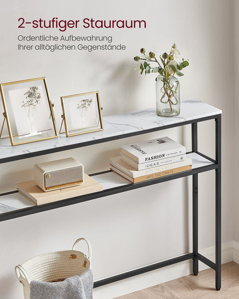 Rootz Narrow Sofa Table – Console Table – Accent Table – Space Saving – 20 x 80 x 80 cm –  White- Black