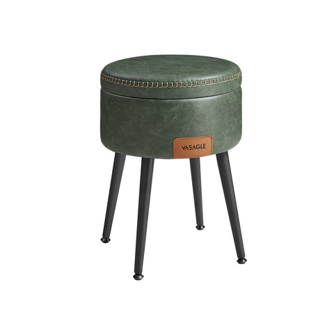 Rootz Forest Green Steel Camping Bench - Storage Bench - Outdoor Seating - Highly Elastic Foam - PU Synthetic Leather - Plywood - 38.2cm x 44.4cm - Ø 32cm Seat - Lightweight - Durable - Easy Assembly