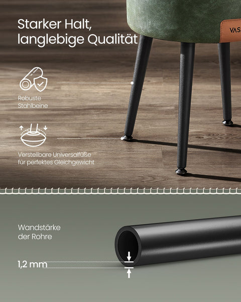 Rootz Forest Green Steel Camping Bench - Storage Bench - Outdoor Seating - Highly Elastic Foam - PU Synthetic Leather - Plywood - 38.2cm x 44.4cm - Ø 32cm Seat - Lightweight - Durable - Easy Assembly
