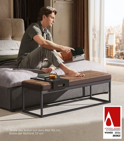 Rootz Faux Leather Storage Bench - Ottoman Bench - Bedroom Seat - Space Saving - 120cm x 40cm x 45cm