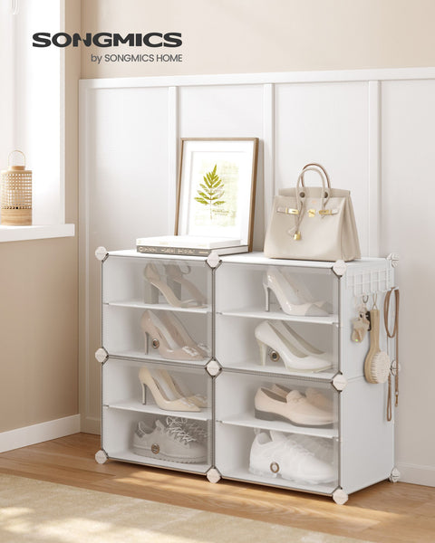 Rootz White 16 Cube Storage Organizer - Plastic Shelf - Modular Storage - Lightweight - 32cm x 83cm x 63cm