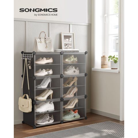 Rootz 9 Cube Storage Organizer - Black - ABS Plastic - Steel Frame - Spacious Compartments - Easy Assembly - 32cm x 124cm x 94cm