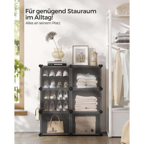 Rootz 9 Cube Storage Organizer - Black - ABS Plastic - Steel Frame - Spacious Compartments - Easy Assembly - 32cm x 124cm x 94cm