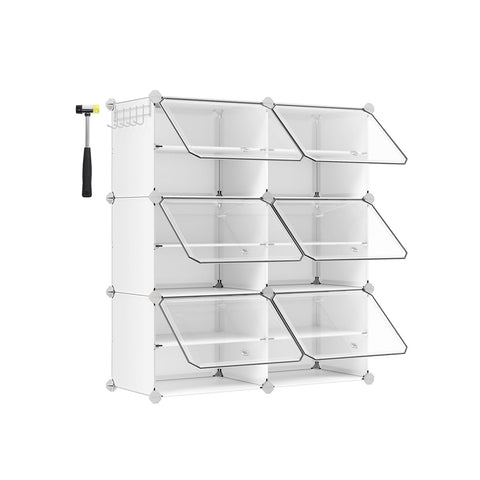 Rootz White 9 Cube Storage Organizer - Cube Organizer - Cube Storage Unit - ABS Plastic Connector - PP Plastic Board - Steel Frame - 32cm x 124cm x 94cm - 30cm x 40cm x 30cm per Compartment - 5.8kg - 5kg Max. Load Capacity - 30kg Total Load Capacity