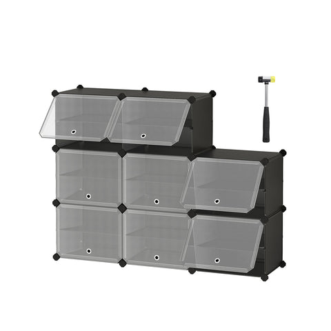 Rootz 8 Cube Black Storage Organizer - Cube Organizer - Cube Storage - ABS Plastic - PP Plastic - Steel Frame - 32cm x 124cm x 94cm - 30cm x 40cm x 30cm - 7.9kg - 40kg Capacity