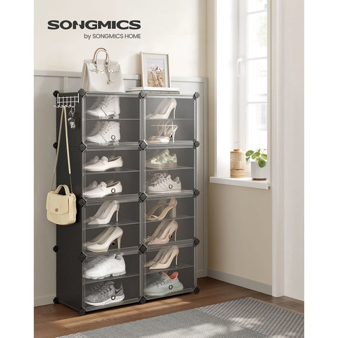 Rootz 8 Cube Black Storage Organizer - Cube Organizer - Cube Storage - ABS Plastic - PP Plastic - Steel Frame - 32cm x 124cm x 94cm - 30cm x 40cm x 30cm - 7.9kg - 40kg Capacity