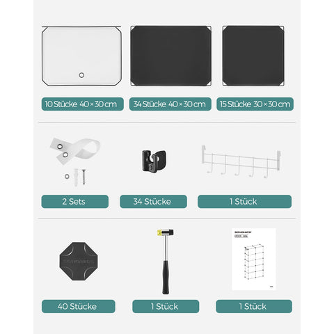 Rootz 10 Compartment Black Storage Shelf - Organizer Rack - Plastic Shelving - ABS Plastic - Steel Frame - 32cm x 165cm x 125cm