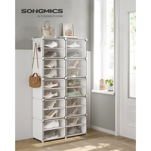 Rootz White 10 Compartment Storage Shelf - Organizer Rack - Plastic Shelving - ABS Plastic Connector - PP Plastic Board - Steel Frame - 32cm x 165cm x 125cm - Lightweight - Easy Assembly - Versatile Storage Solution