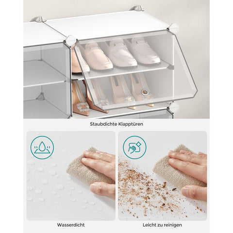 Rootz White 10 Compartment Storage Shelf - Organizer Rack - Plastic Shelving - ABS Plastic Connector - PP Plastic Board - Steel Frame - 32cm x 165cm x 125cm - Lightweight - Easy Assembly - Versatile Storage Solution