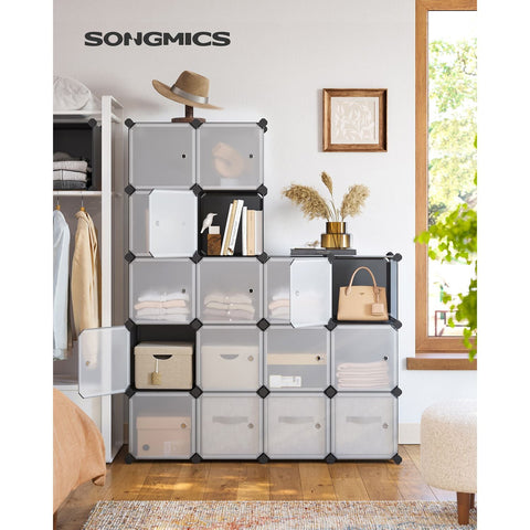 Rootz 16 Cube Gray Storage Organizer - Closet Organizer - Cube Storage - PP Plastic Panels - Metal Wire Frame - ABS Plastic Connectors - 153cm x 31cm x 153cm