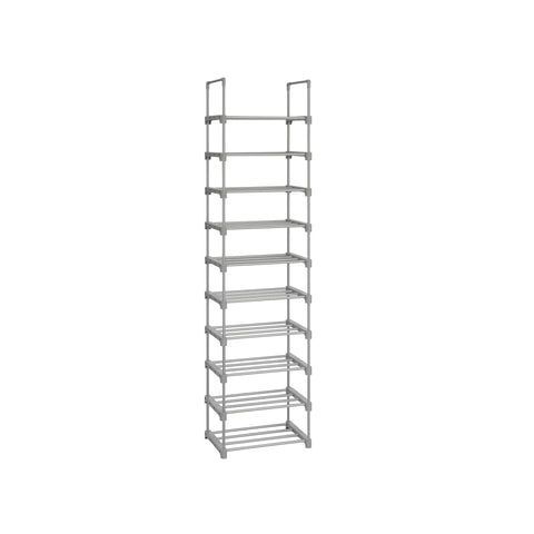 Rootz 10-Shelf Shoe Rack Organizer - Shoe Storage - Shoe Stand - Metal Tubes - DIY Design - Space-Saving - 45cm x 30cm x 174cm