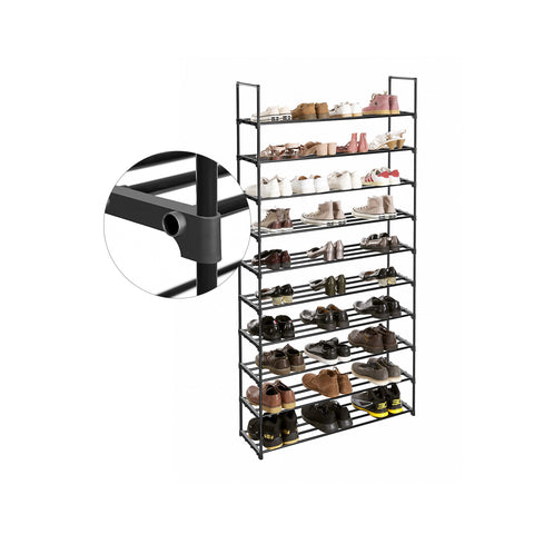 Rootz Adjustable Shoe Rack - Shoe Organizer - Space Saving - Easy Assembly - Metal Pipes - 92cm x 30cm x 194cm