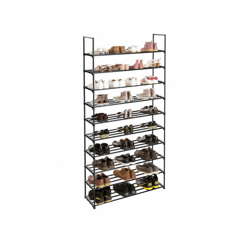 Rootz Adjustable Shoe Rack - Shoe Organizer - Space Saving - Easy Assembly - Metal Pipes - 92cm x 30cm x 194cm