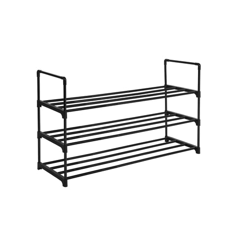 Rootz 3 Tier Shoe Rack - Metal Shoe Organizer - Shoe Storage Stand - High Quality - Large Storage Space - Simplicity - 92cm x 30.5cm x 55cm
