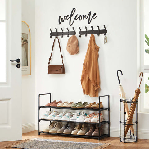 Rootz 3 Tier Shoe Rack - Metal Shoe Organizer - Shoe Storage Stand - High Quality - Large Storage Space - Simplicity - 92cm x 30.5cm x 55cm