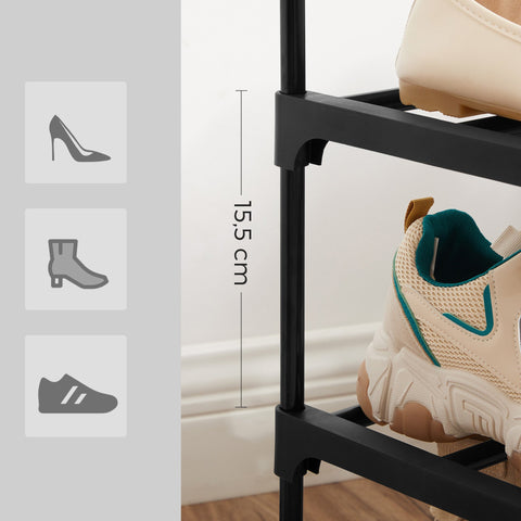 Rootz 3 Tier Shoe Rack - Metal Shoe Organizer - Shoe Storage Stand - High Quality - Large Storage Space - Simplicity - 92cm x 30.5cm x 55cm