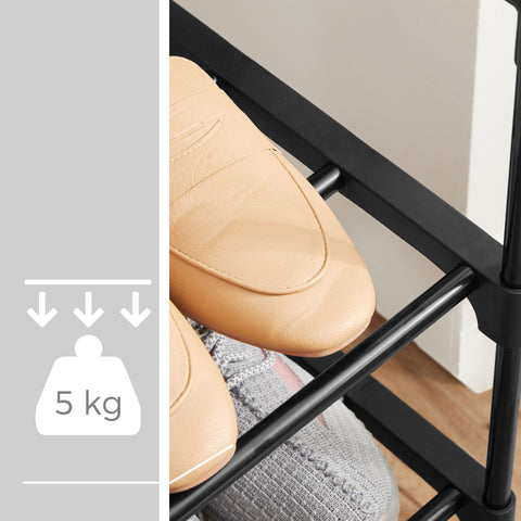 Rootz 3 Tier Shoe Rack - Metal Shoe Organizer - Shoe Storage Stand - High Quality - Large Storage Space - Simplicity - 92cm x 30.5cm x 55cm