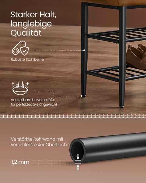 Rootz LSB054K01 Caramel Brown Ottoman - Footstool - Pouf - Lightweight - Durable - Versatile - 30cm x 80cm x 50cm