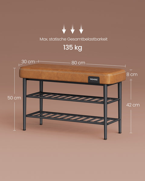 Rootz LSB054K01 Caramel Brown Ottoman - Footstool - Pouf - Lightweight - Durable - Versatile - 30cm x 80cm x 50cm