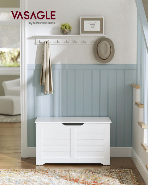 Rootz Shoe Bench - Entryway Bench - Storage Bench - Chipboard Material - 40cm x 80cm x 46cm - White - 136kg Max Load Capacity - 60kg Inner Compartment Capacity