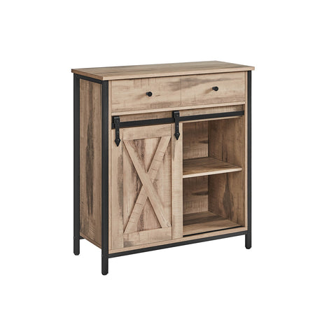 Rootz Sliding Door Kitchen Cupboard - Country House Style - Storage Cabinet - Chipboard and Steel - 30cm x 70cm x 80cm