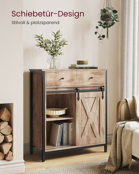 Rootz Sliding Door Kitchen Cupboard - Country House Style - Storage Cabinet - Chipboard and Steel - 30cm x 70cm x 80cm