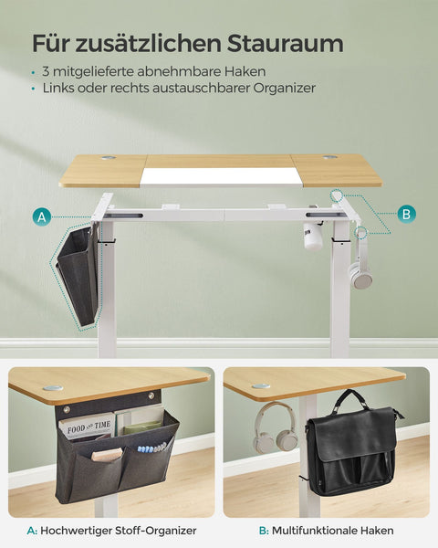 Rootz Electric Standing Desk - Adjustable Desk - Sit Stand Desk - Chipboard Steel Frame - Pastel Yellow-Base White - 60cm x 120cm x (72-120)cm - 1.5cm Table Top - 25.5kg Weight - 80kg Max Load Capacity